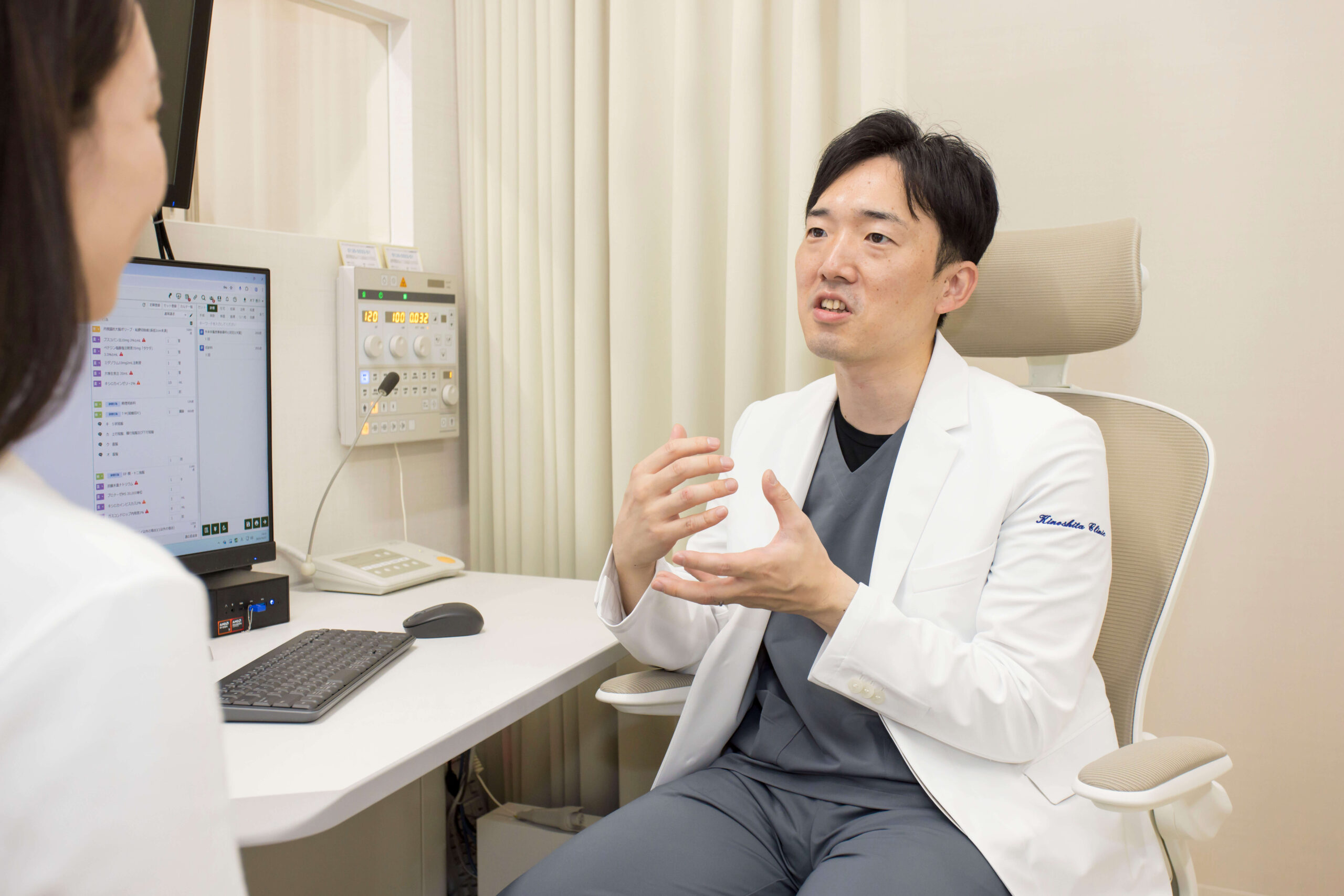 外来にて結果説明